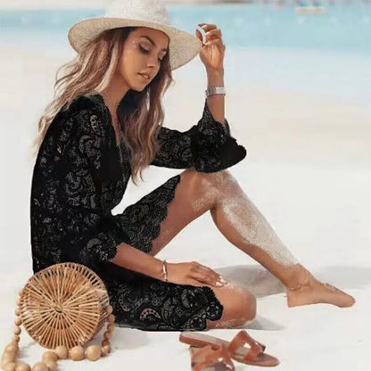 Lace Bathing Suit Cover Up Boho Beach Women Maxi Bikini Sundress Dress Summer US