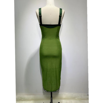 Army Green Sling Slim Temperament Dress