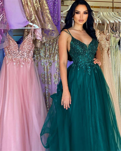 Dark Green Banquet Host Evening Dress