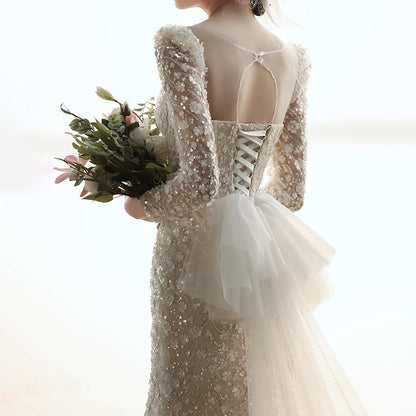 French Style Fishtail Light Wedding Dress Bride Temperament