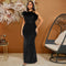 Black Paillette Feather Stitching Sequin Sexy Evening Dress Women