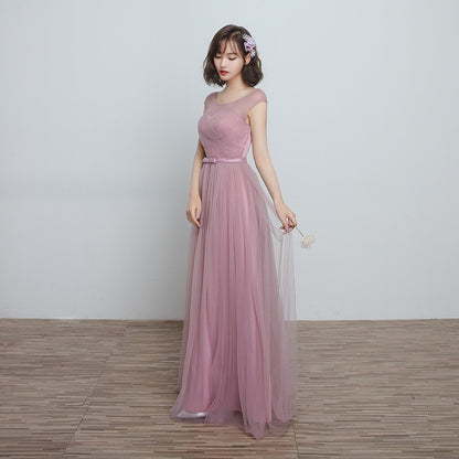 Bridesmaid Dress Long Cameo Brown Mesh Comfortable Thin Satin Bridesmaid Host Dinner Dress