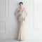 Mesh Beaded Bridal Wedding Dinner Long Camisole Evening Gown