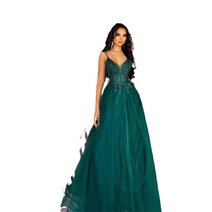 Dark Green Banquet Host Evening Dress