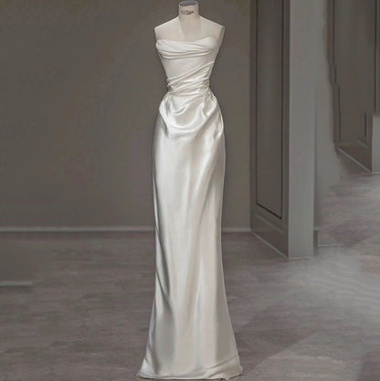 Satin Light Wedding Dress French White