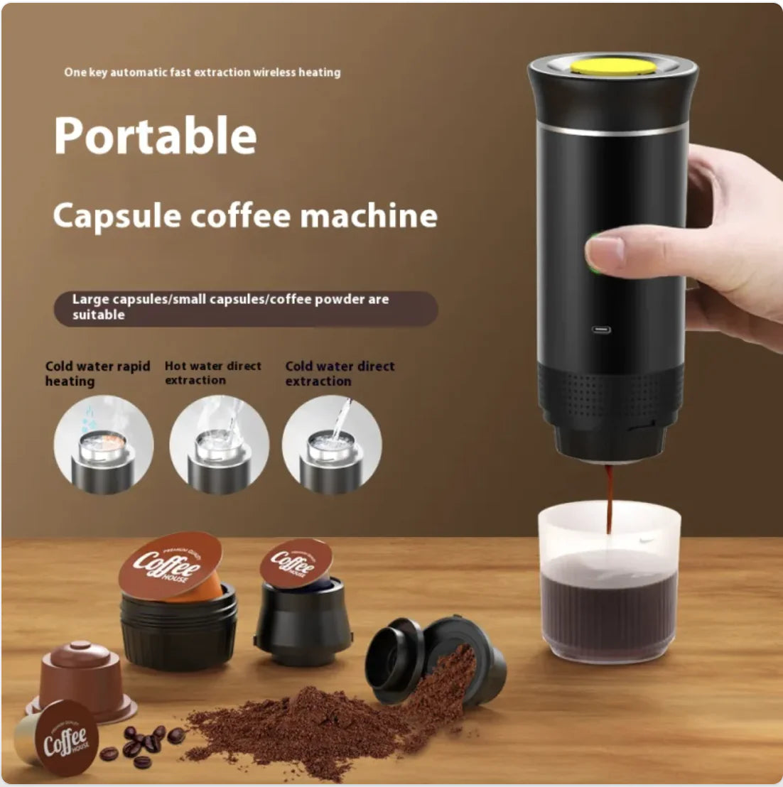 Portable Wireless Electric Coffee Capsule Machine