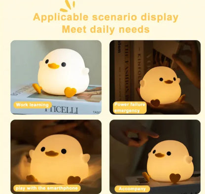 Doudou Duck Silicone Alarm Lamp Ambience Light Bedroom Bedside Lamp USB Charging with Sleeping Night Light