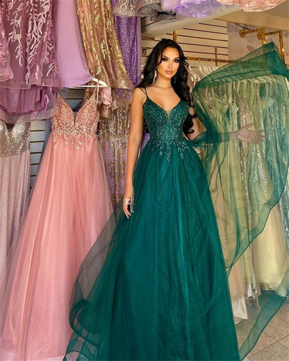 Dark Green Banquet Host Evening Dress