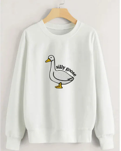 Silly Goose Graphic Casual Round Neck Sweater