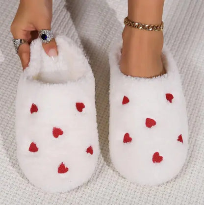 Non-slip Heart Design Fluffy Slippers