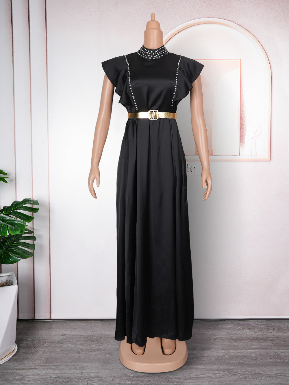 Banquet Evening Fashionable Elegant Style Rhinestone High Waist Dress