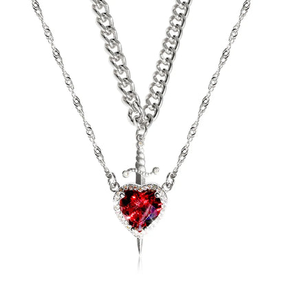 Heart And Sword Stainless Steel Necklace