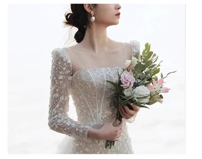 French Style Fishtail Light Wedding Dress Bride Temperament