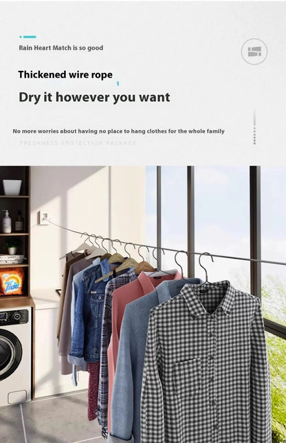 Punch-Free Wall-Mounted Clothesline