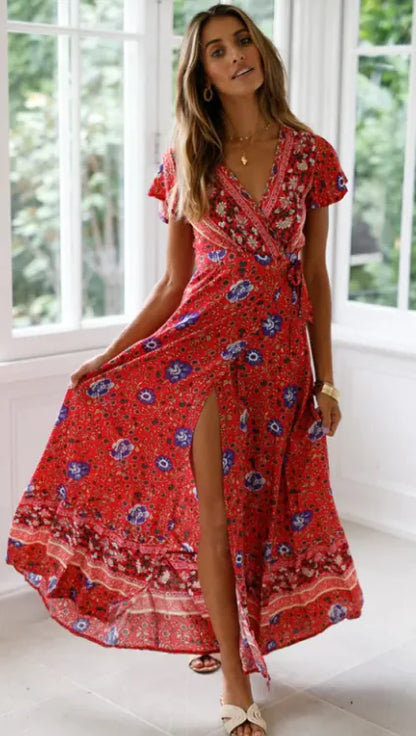 V-Neck Print Dress