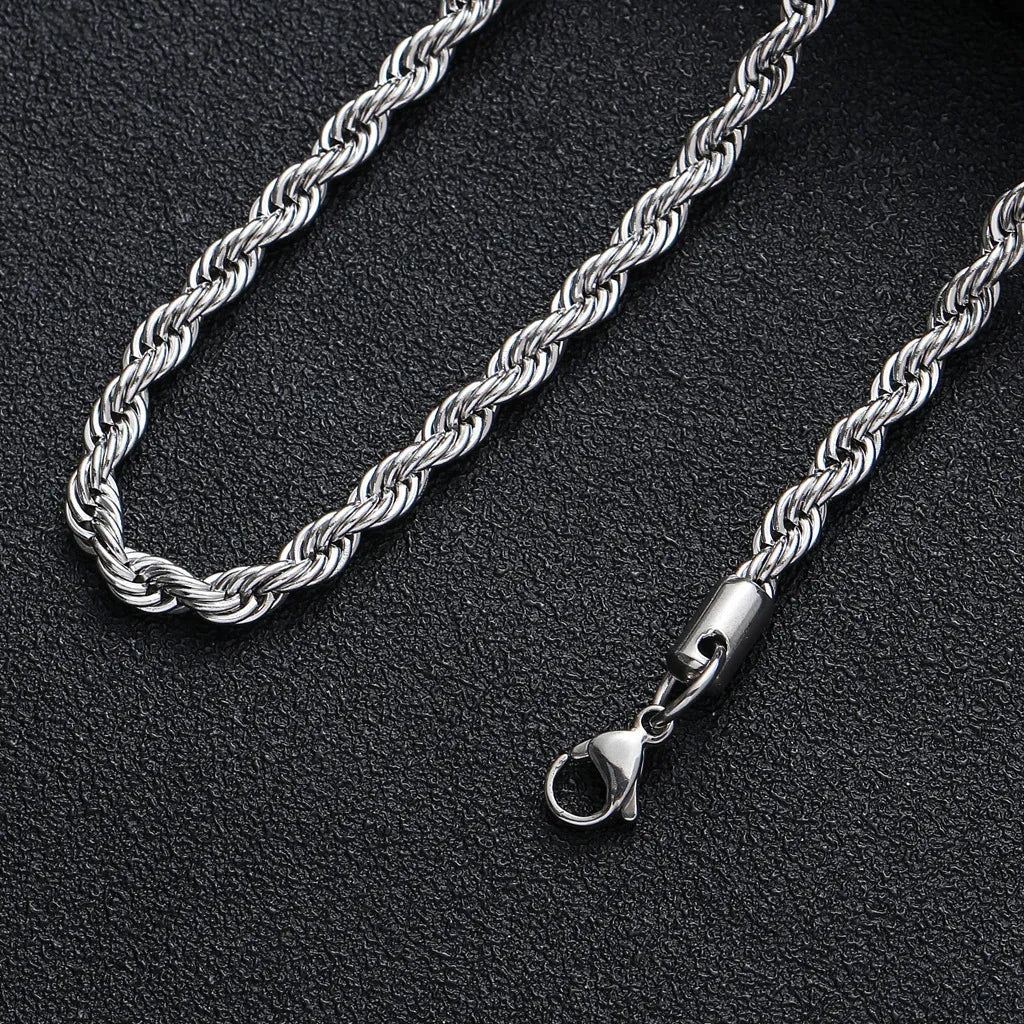 European Hip Hop Stainless Steel Twist 4mm Chain