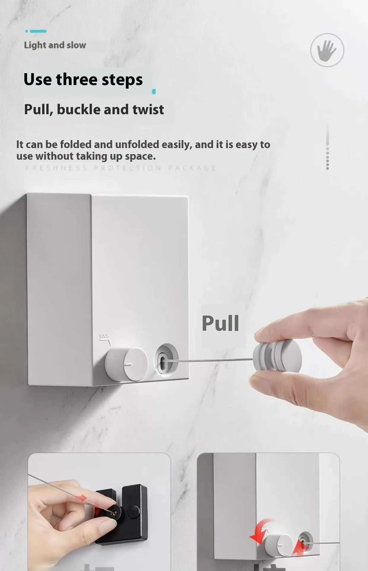 Punch-Free Wall-Mounted Clothesline