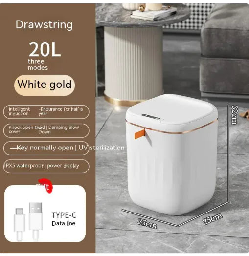 Smart Trash Can With Lid For Bedroom And Living Room Kitchen Storage Box Trash Can Induction Small Car Box Automatic Smart Dustbin Smart Trash Bin