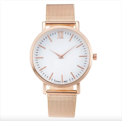 Women's Quartz Watch with Silver & Gold Mesh Band