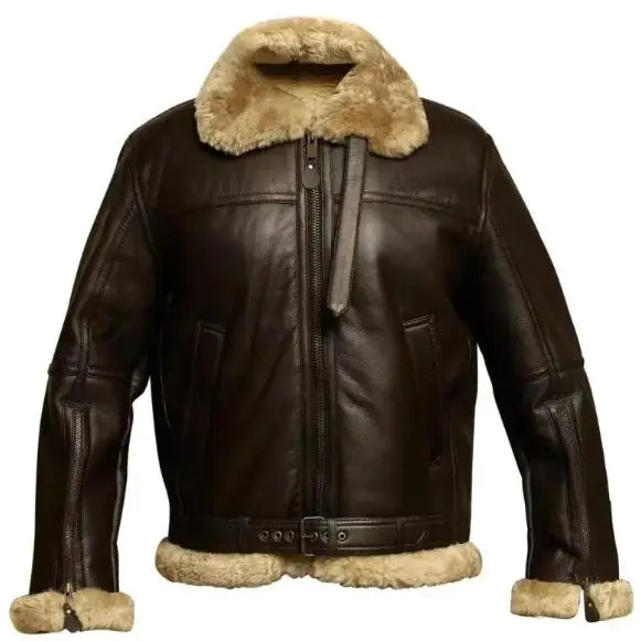 Men's Winter Leather Fur Coat