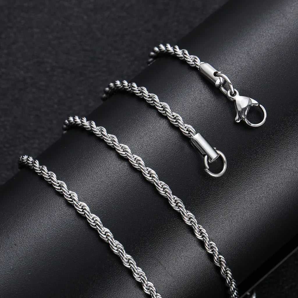 European Hip Hop Stainless Steel Twist 4mm Chain