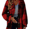 Turndown Collar Plaid Jacket with Pockets