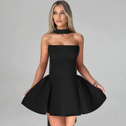 Sexy Tube Top Dress With Back Zipper Short Dress