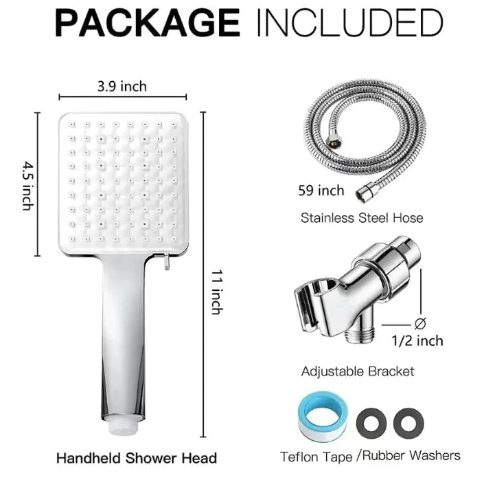 American European and American Square Six-Function Hand Shower