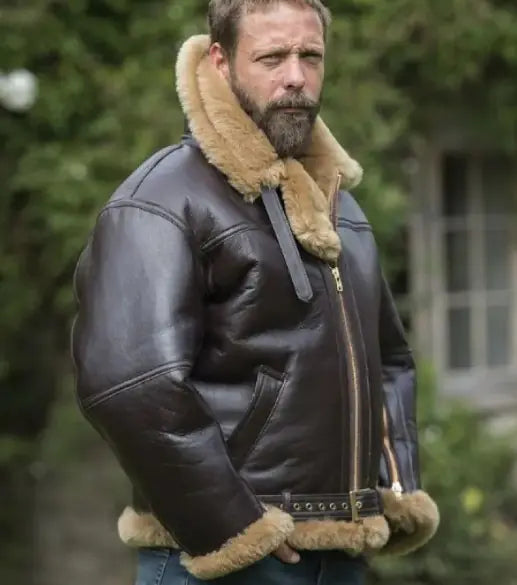 Men's Winter Leather Fur Coat