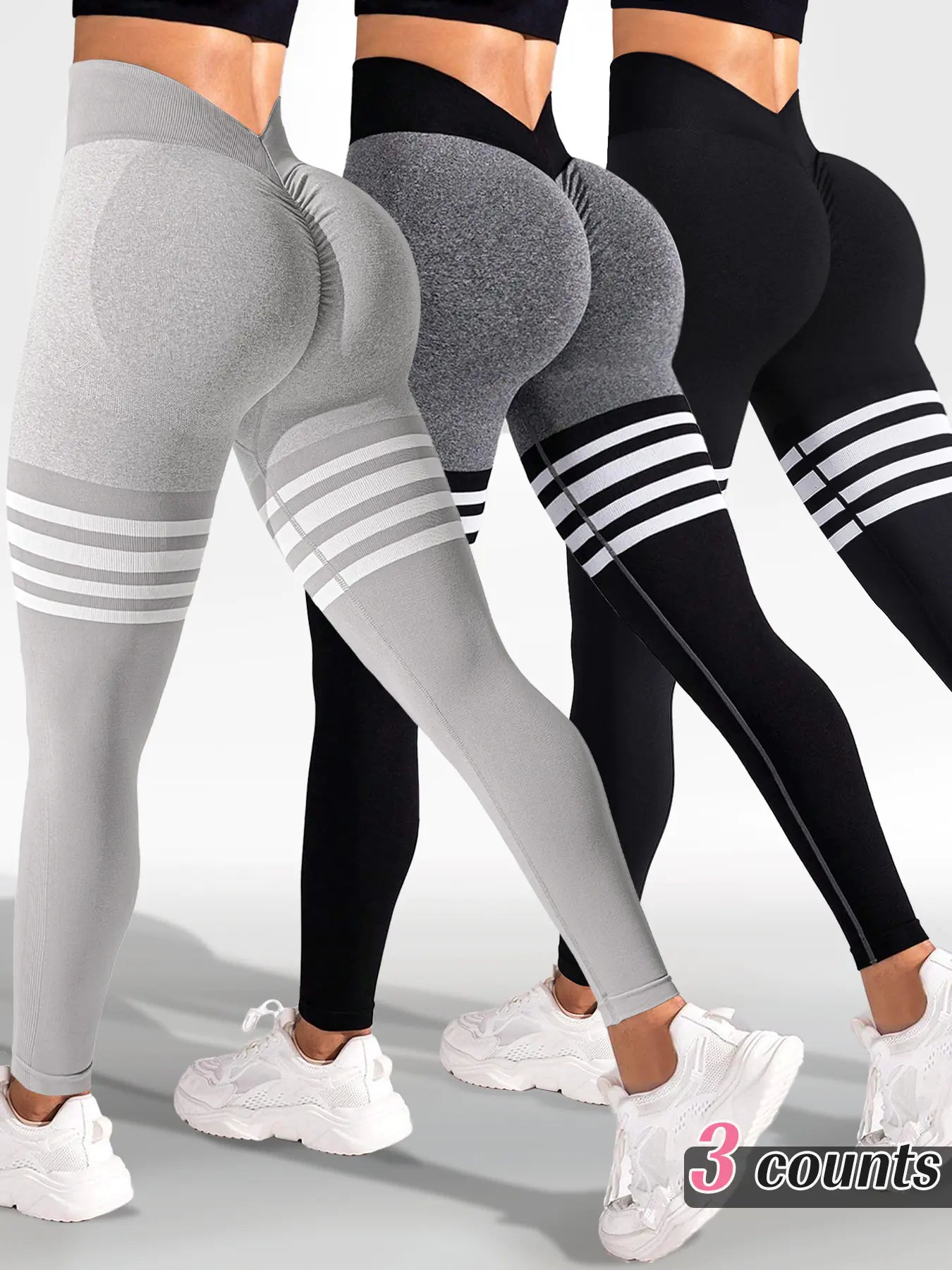 Striped Outdoor Sports Tights High Waist Hip Lift Running Exercise Workout Pants