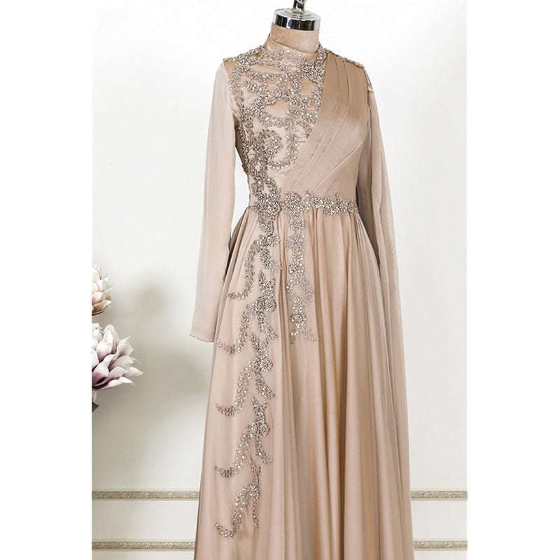 Champagne Muslim Evening Dress Formal Party