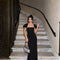 Solid Color Diamond Evening Dress