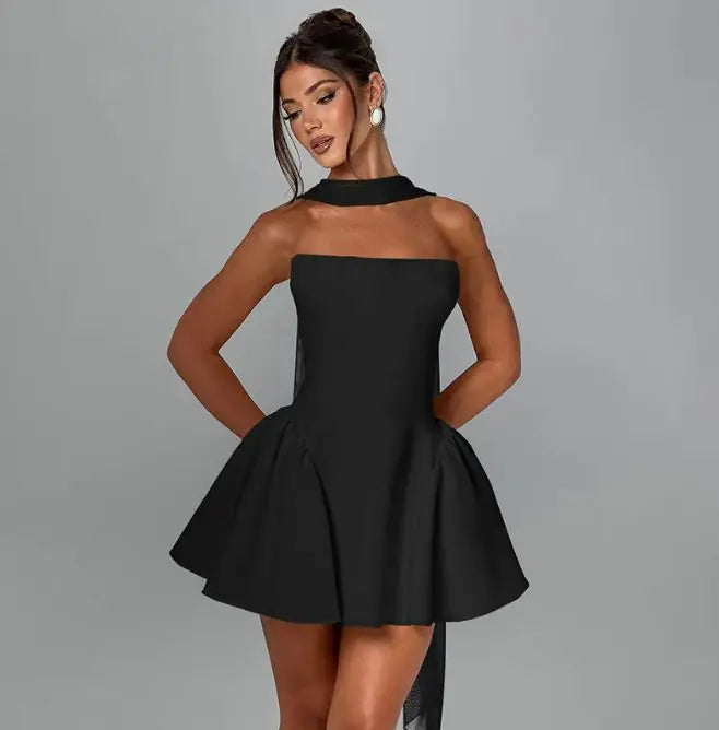 Sexy Tube Top Dress With Back Zipper Short Dress