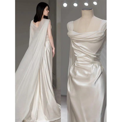 Satin Light Wedding Dress French White