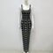 Black Sleeveless U-neck Rhinestone Elegant Slim Bandage DressEvening Dress