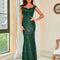 Green Suspenders Mid Waist Party Evening Dress