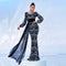 Long Sleeve Sexy Long Sequined V-neck Banquet Ribbon Evening Dress