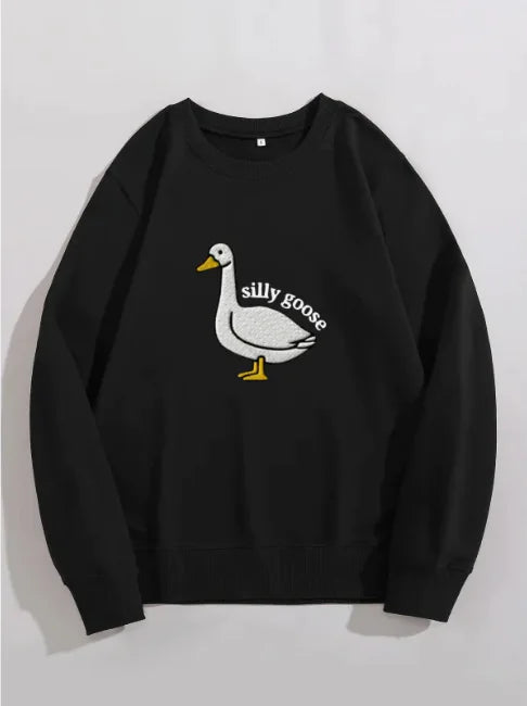 Silly Goose Graphic Casual Round Neck Sweater