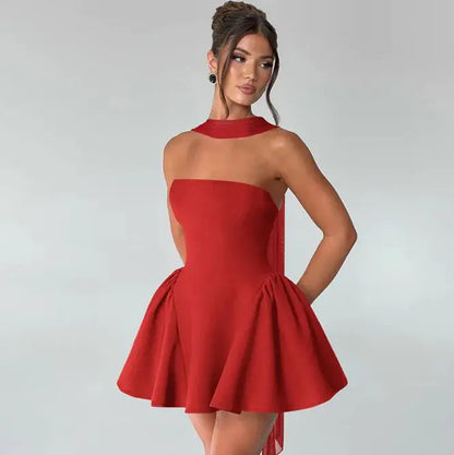 Sexy Tube Top Dress With Back Zipper Short Dress