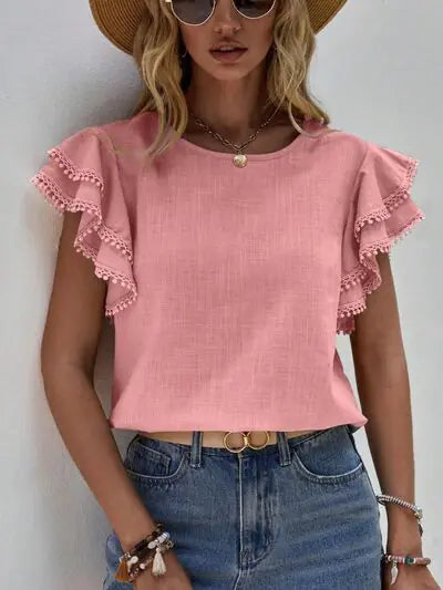 Denise Ruffle Cap Sleeve Top