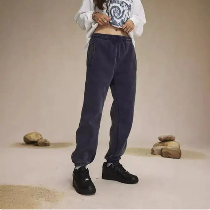 High Street American Retro Washed Distressed Casual Sweatpants