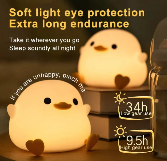 Doudou Duck Silicone Alarm Lamp Ambience Light Bedroom Bedside Lamp USB Charging with Sleeping Night Light