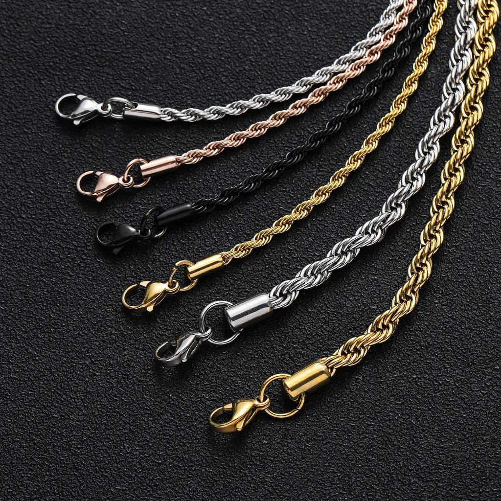 European Hip Hop Stainless Steel Twist 4mm Chain