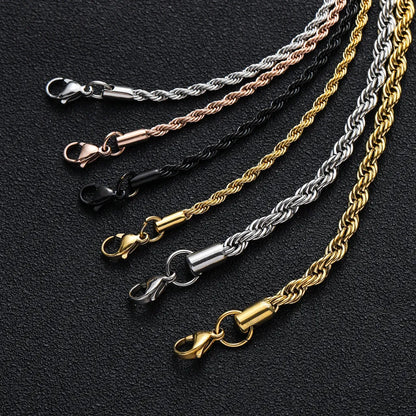 European Hip Hop Stainless Steel Twist 4mm Chain