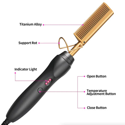 Hair Straightener Comb Pro Electric Beard Straightening Comb Heat Hot Comb Press