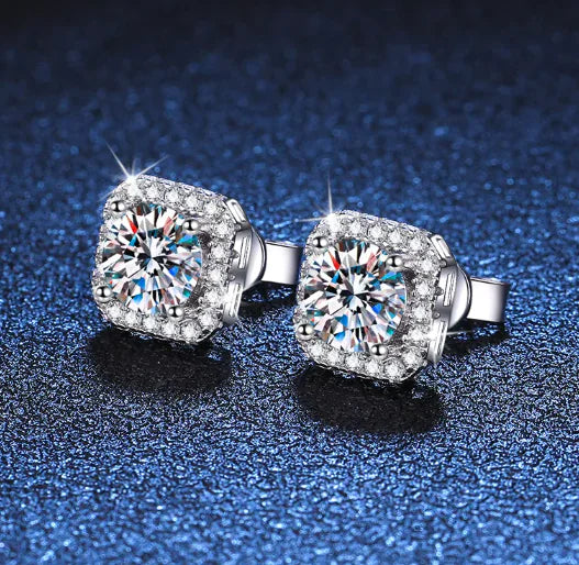 Elegant Women's Moissanite Earrings in Sterling Silver