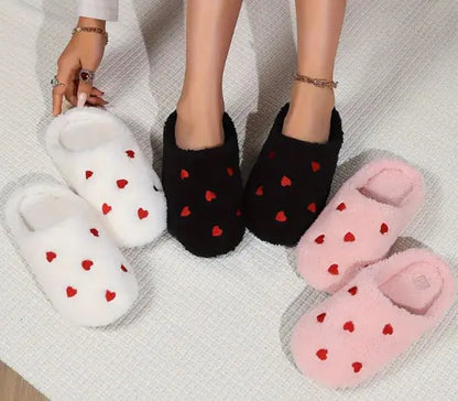 Non-slip Heart Design Fluffy Slippers