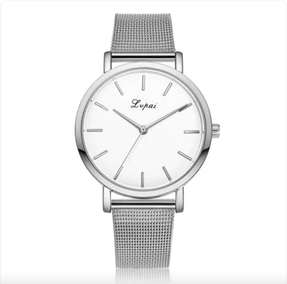 Women's Quartz Watch with Silver & Gold Mesh Band