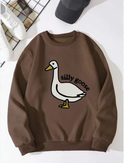 Silly Goose Graphic Casual Round Neck Sweater