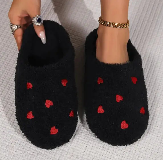 Non-slip Heart Design Fluffy Slippers